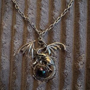 Silver Dragon Pendant Necklace
